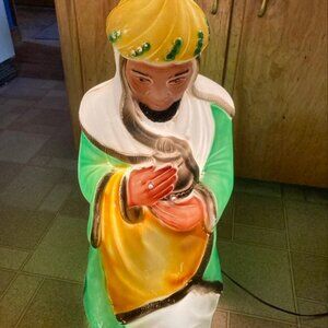 christmas morning nativity scene lighted king bringing myrrh blow molded 40 inch